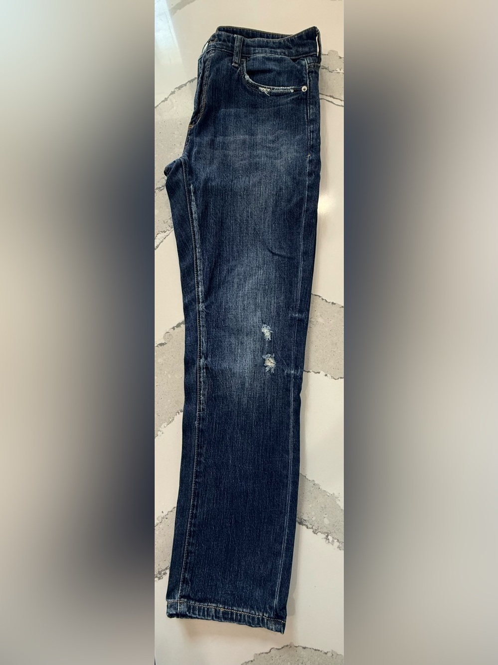 Pilcro Women's Straight Leg Jeans in Dark Blue Wash